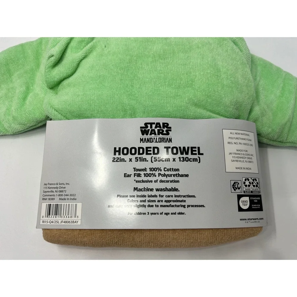 Disney Star Wars Mandalorian Grogu Baby Yoda Hooded Towel 22x51 100% Cotton NEW